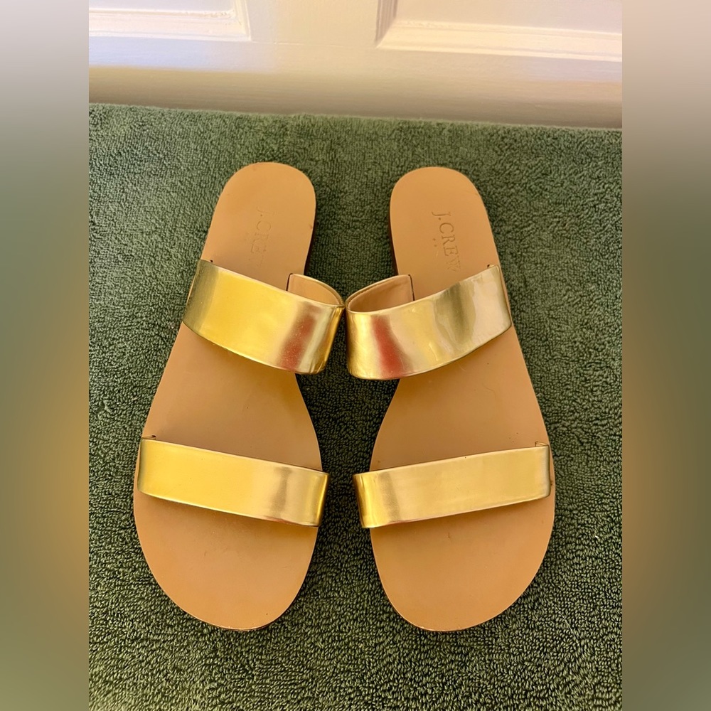 JCrew gold slide sandals